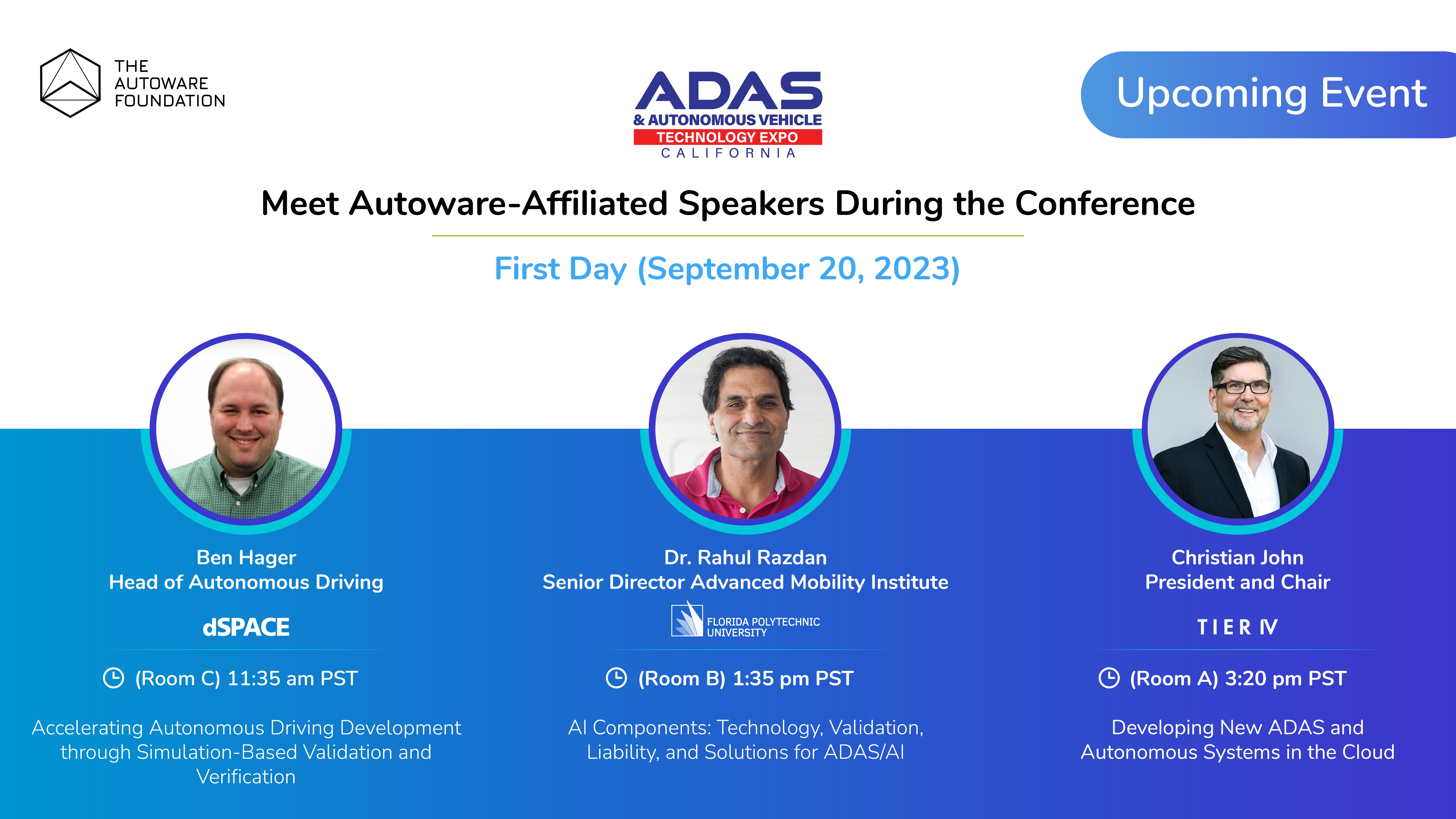 Autoware Foundation is going to Autonomous Vehicle Technology Expo in Santa Clara